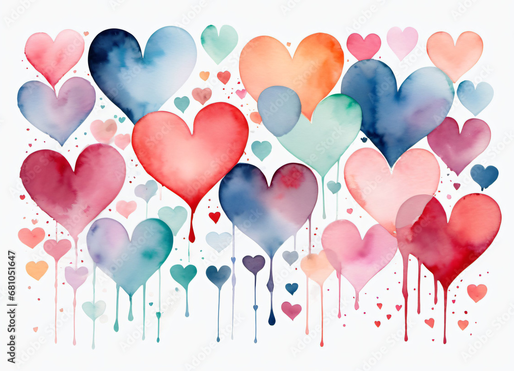 Watercolor heart pattern background Watercolor heart pattern background