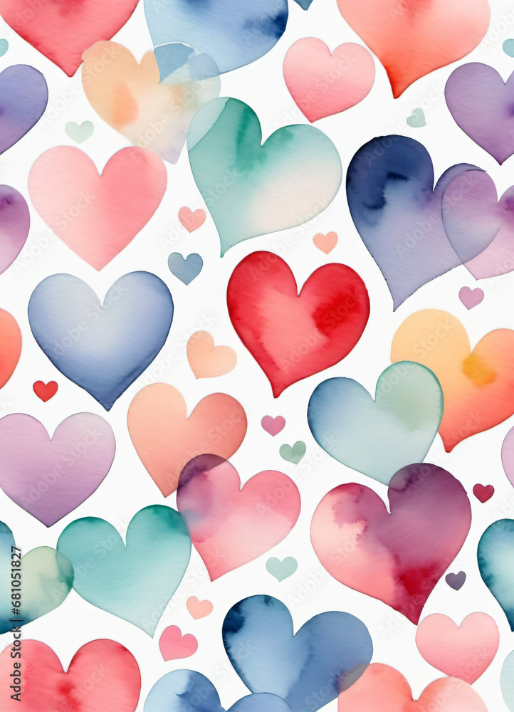 Watercolor heart pattern background Watercolor heart pattern background
