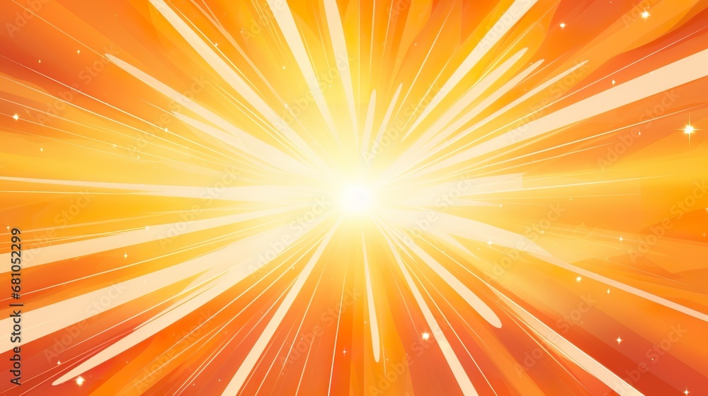 Orange Sunburst Pattern Background. Rays. Radial. Summer Banner. Vector Illustration