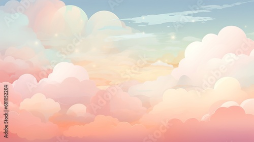 Sunset sky with Orange, Pink and Yellow Sky, Dramatic twilight landscape in evening, Sunrise with pastel color in Morning, photo