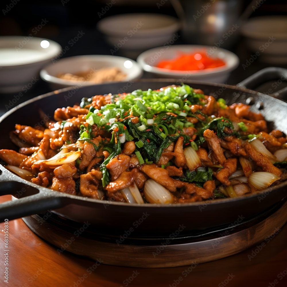 Oriental spicy stir-fried pork dish Oriental spicy stir-fried pork dish