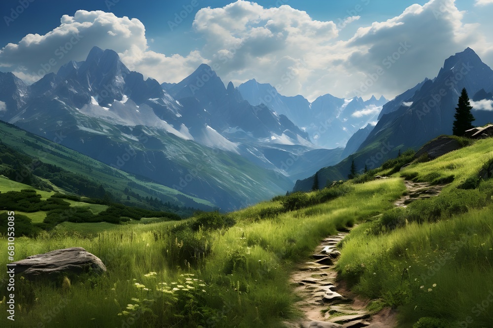 © 일 박 - Alpine area with large mountains and vegetation