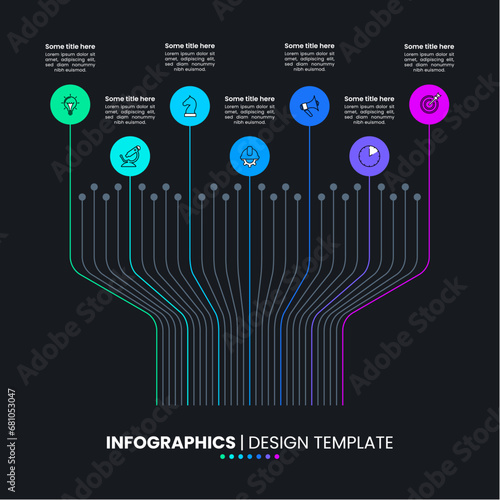 Infographic template. Tech tree with 7 steps