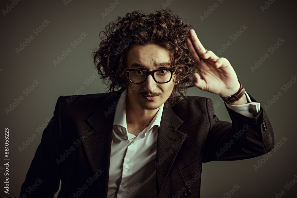 Fototapeta premium curious curly man