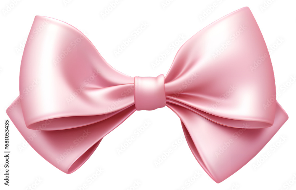 Pink bow isolated on transparent background