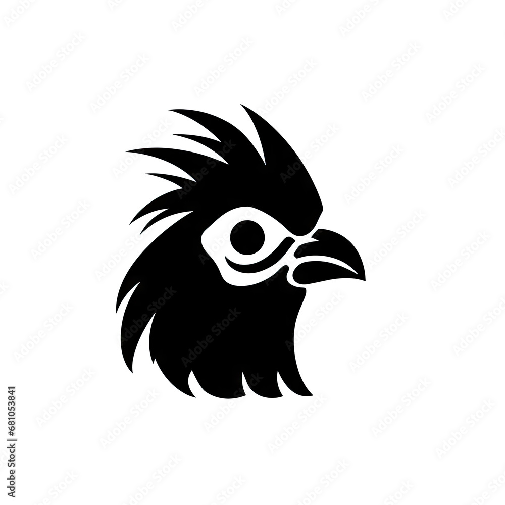 Obraz premium Chicken Head Icon, Rooster Silhouette, Poultry Farm Logo, Hen Symbol, Chicken Icon on White