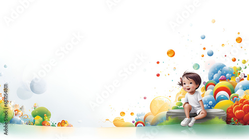 Happy Valentine's Day Template or Vertical Banner With Boy Character Coming Out of Surprise Box, Colorful Heart Balloons.,Happy Valentine's Day Template or Vertical Banner With Boy Character Coming 