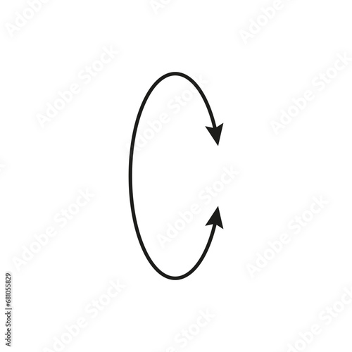 Dual double ended semi circle arrow. Semicircular round long two sided arrow. 