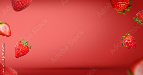 Light red gradient background with strawberries for summary presentation