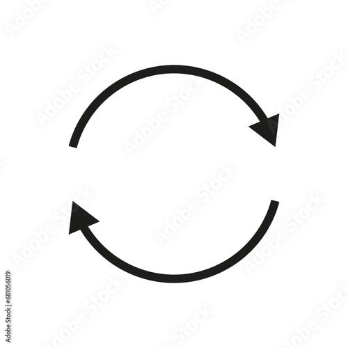 Two semicircular arrows. Following each other in a circle. Vector symbol.