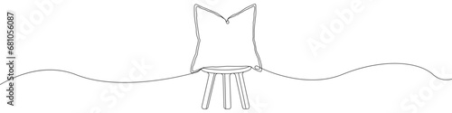 Pillow on the chair icon line continuous drawing vector. One line Interior object icon vector background. Pillow icon. Continuous outline of a Stool.