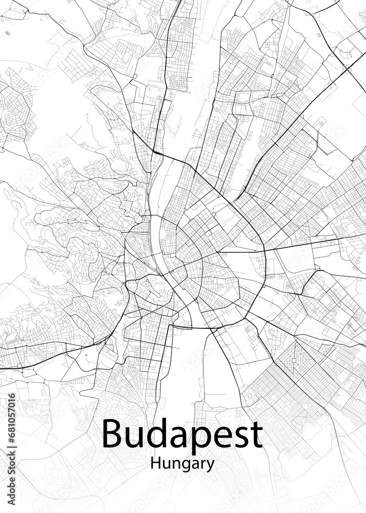 Budapest Hungary minimalist map