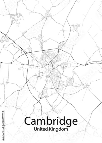 Cambridge United Kingdom minimalist map