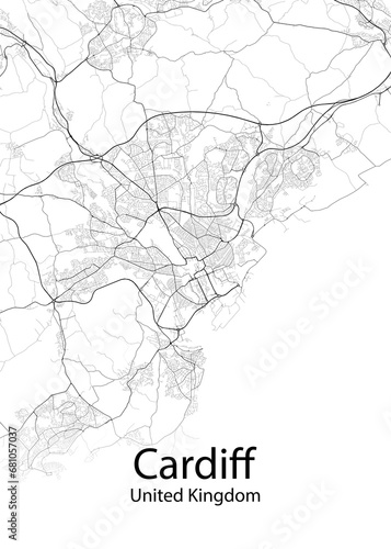 Cardiff United Kingdom minimalist map
