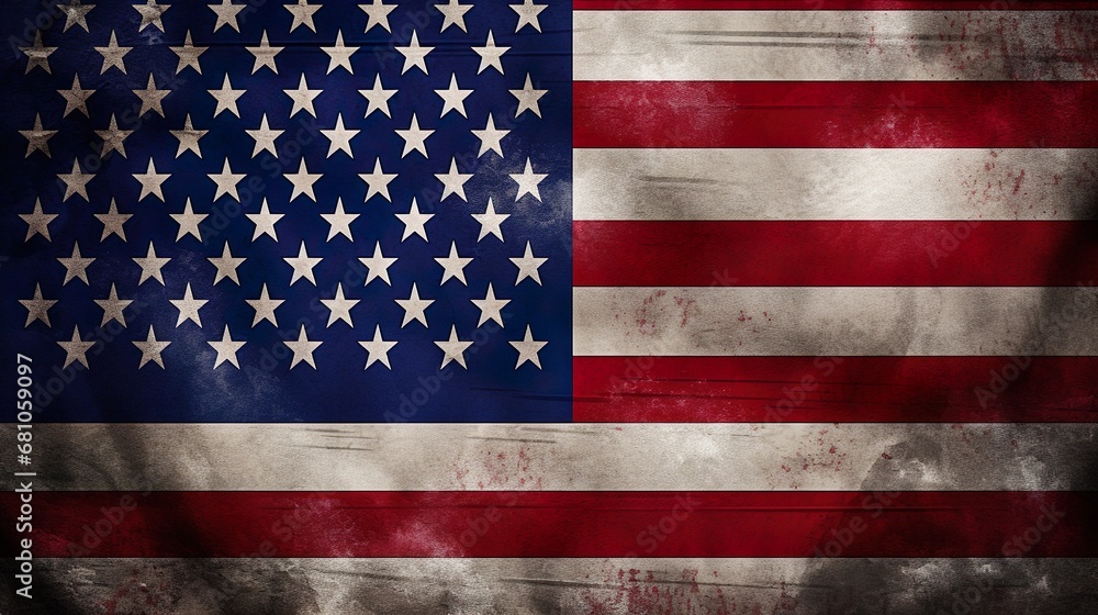 The United States close up flag on a grunge backdrop, ideal as a background for 4th of July celebrations. The United States close up flag on a grunge backdrop, ideal as a background for 4th of July celebrations.
