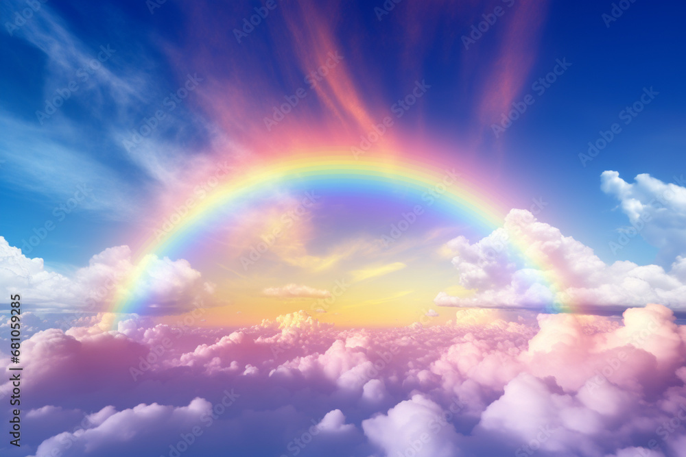 A rainbow arcing across the sky, representing the promise of happiness and fulfillment.