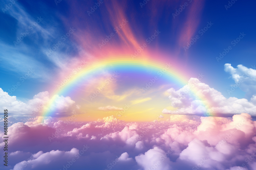 A rainbow arcing across the sky, representing the promise of happiness and fulfillment. A rainbow arcing across the sky, representing the promise of happiness and fulfillment.