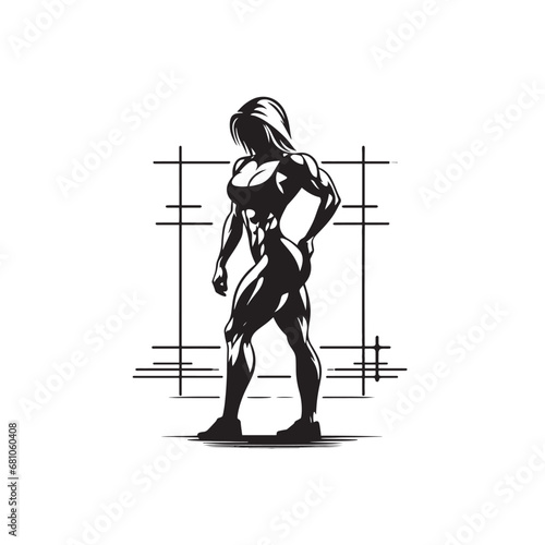 Serene Yoga Silhouette: Gym Girl in Elegant Poses, Displaying Flexibility and Balance, Fitness Lifestyle in Monochromatic Harmony