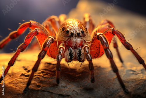 The enchanting sight of a spider stretching its silk in the morning light, showcased in exquisite macro detail.