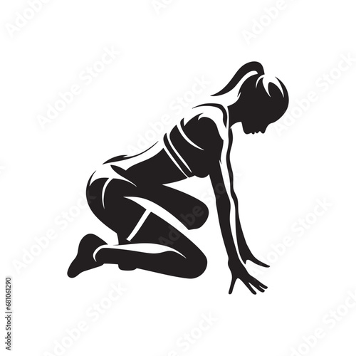 Vibrant Gym Girl Silhouette: Cardio Workout in a Fitness Studio, Energy and Vitality Displayed with Grace, Monochromatic Image of Health and Exercise