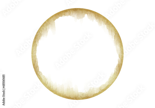 gold frame with watercolor design with smudges on a transparent background