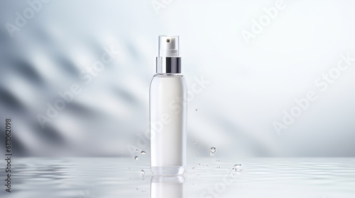 cosmetic makeup bottle lotion serum cream product with beauty fashion skincare healthcare mockup white water fresh background,  product with beauty fashion skincare healthcare mockup photo