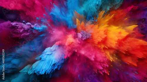 Rainbow-colored paint powder splash. - color powder explosion.