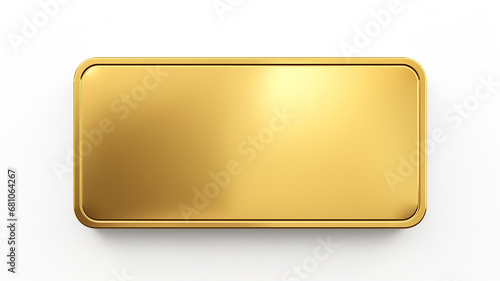 Blank golden metal plate isolated on white background