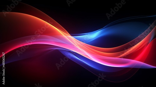 Abstract colorful neon glowing light background. Speed light illuminated. Florescent on the dark scene. Curvy moving line shape.