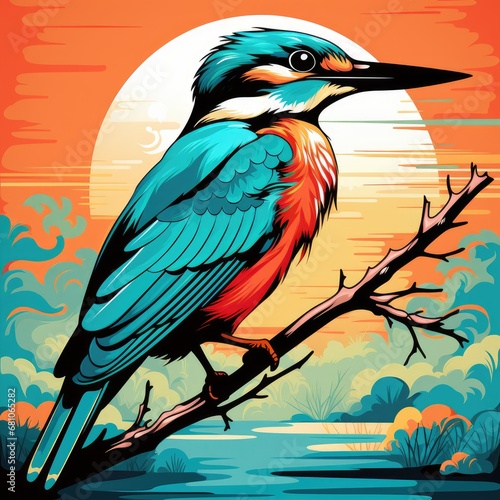 Kingfisher Pop Art Illustration