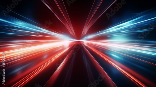 Abstract Speed light trails effect path, fast moving neon futuristic technology background, future virtual reality, motion effect, curve of neon bright, highway speed light