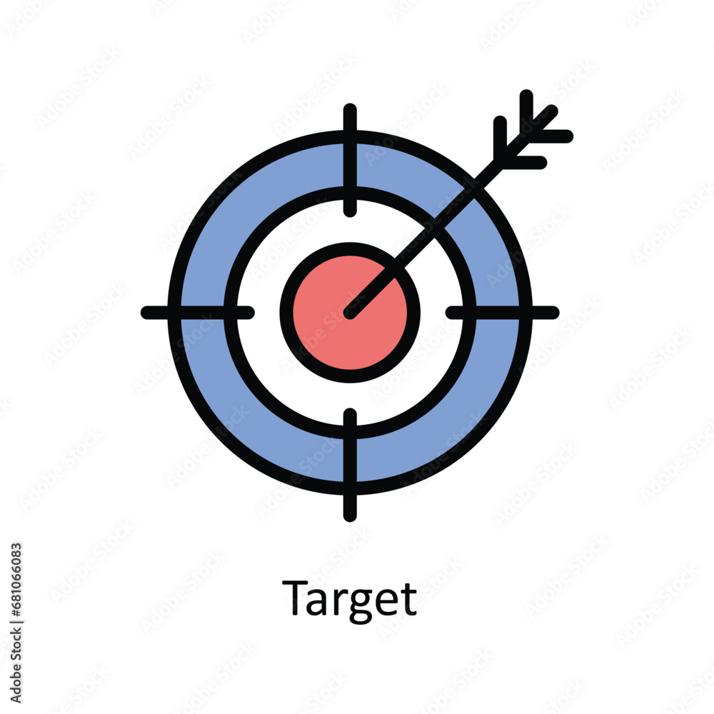 Target vector filled outline Icon Design illustration. Business And Management Symbol on White background EPS 10 File