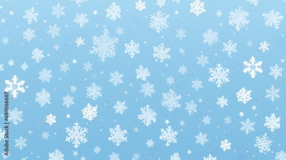 Magical heavy snow flakes backdrop. Snowstorm speck ice particles. Snowfall sky white teal blue wallpaper. Rime snowflakes Snow hurricane landscape.