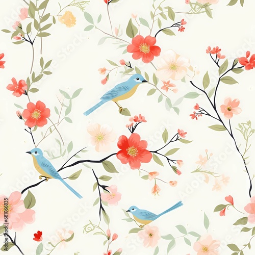 A beautiful bird with beautiful Chinese tree patterns. © TOP Likes Shop