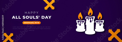 Happy All Souls' Day Paper cut style Vector Design Illustration for Background, Poster, Banner, Advertising, Greeting Card