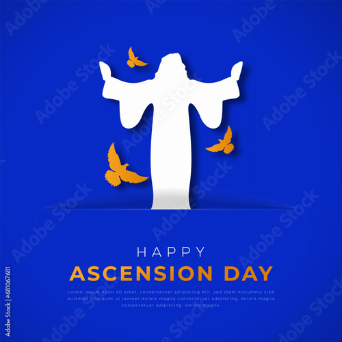 Ascension Day of Jesus Christ Paper cut style Vector Design Illustration for Background, Poster, Banner, Advertising, Greeting Card