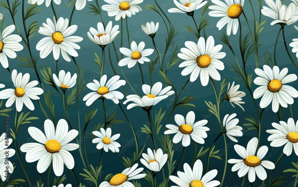 Seamless pattern blue background with white flowers. Seamless pattern blue background with white flowers.