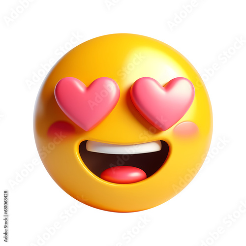 3d happy emoji icon. Realistic 3d high quality isolated render