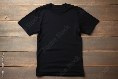 A black tshirt mockup on a neutral background.