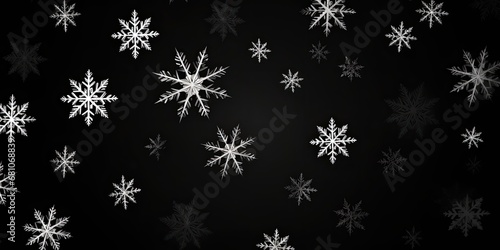 Festive winter magic: A seamless snowflake pattern in black, white, and gray, perfect for holiday celebrations.
