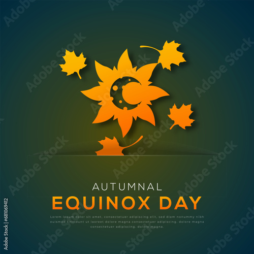 Autumnal Equinox Day Paper cut style Vector Design Illustration for Background, Poster, Banner, Advertising, Greeting Card