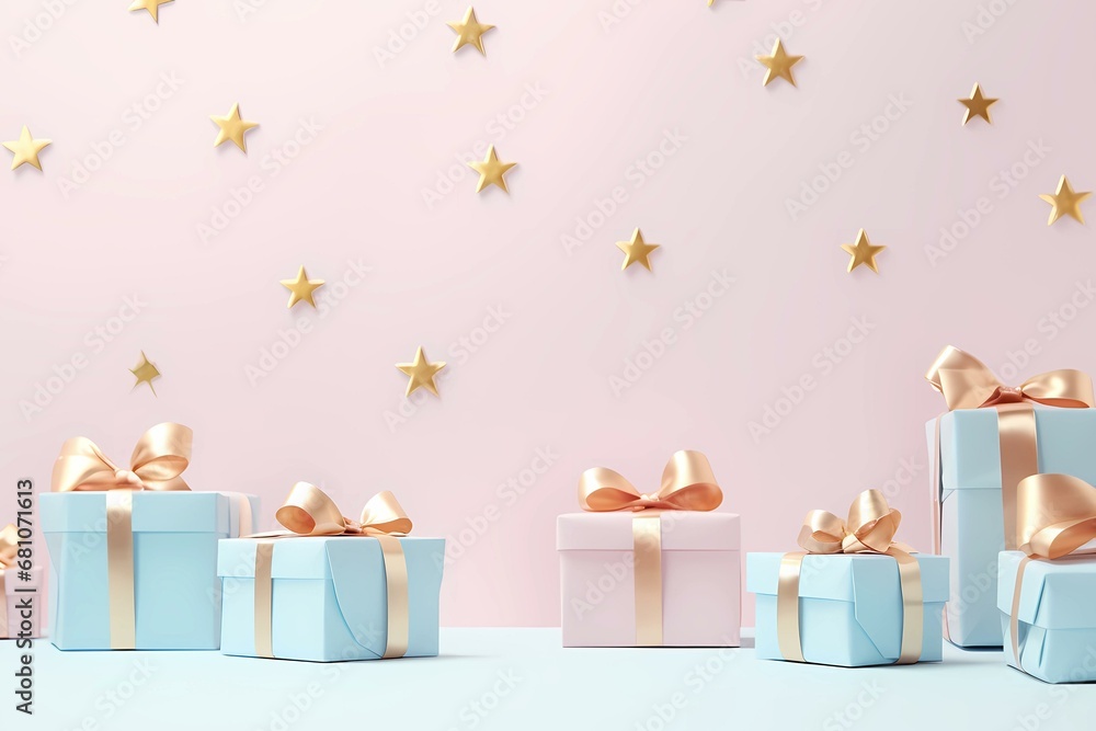 pink and blue gift boxes