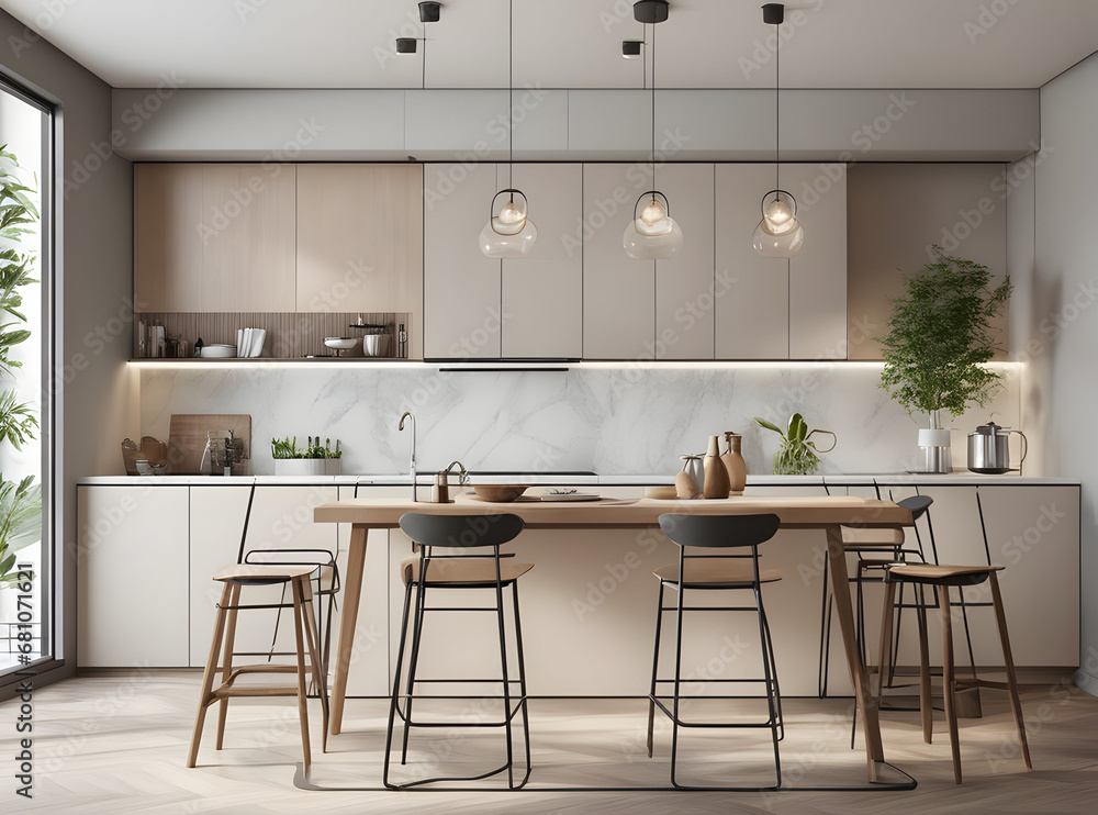 Modern interior of the kitchen Modern interior of the kitchen