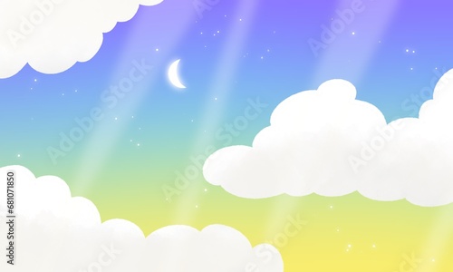 Colorful Sky background with Crescent Moon