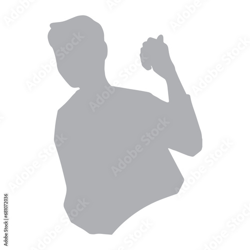 親指を立てて後ろを指す男性のシルエットイラスト