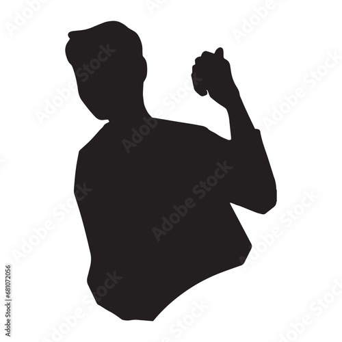 親指を立てて後ろを指す男性のシルエットイラスト