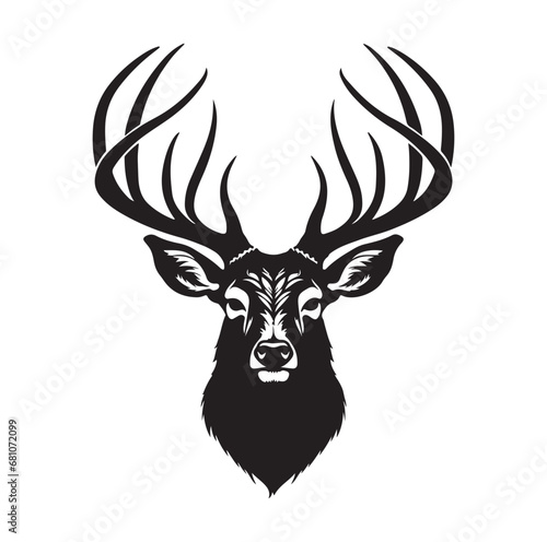 Deer head silhouettes Vector On White Background.