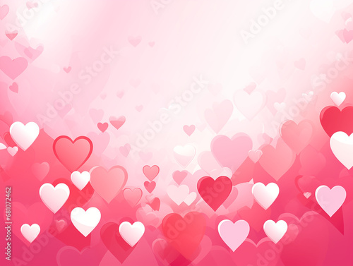 Romantic card on white background with pink love hearts 