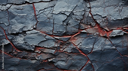 Cracked Rock with Radiant Red Liquid - Abstract Geometric Pattern
