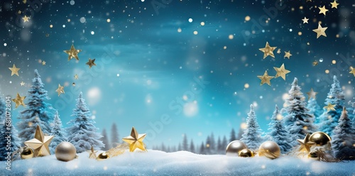 Christmas abstract bokeh background with snow flakes. AI generated illustration © Gulafshan